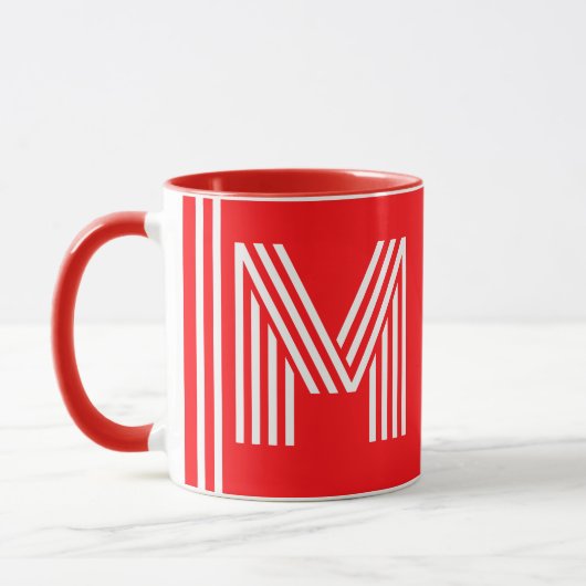 Modernes Monogramm und Name | Unique Red Keramik C Tasse (Links)