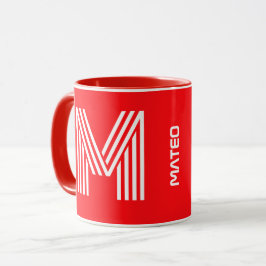 Modernes Monogramm und Name | Unique Red Keramik C Tasse