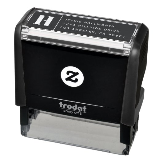 Modernes Monogramm und Rücksendeadresse Permastempel (Produkt)