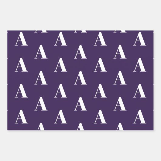 Modernes Monogramm Violett lila Pflaume nach dem e Geschenkpapier Set (Vorderseite)