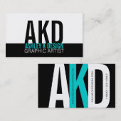 Modernes Monogramm-Visitenkarte-Schwarzes Visitenkarte (Vorne/Hinten)