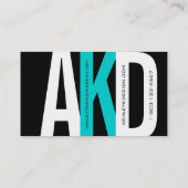 Modernes Monogramm-Visitenkarte-Schwarzes Visitenkarte (Rückseite)