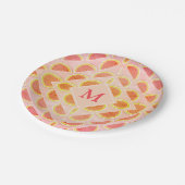 Modernes Monogramm WATERMELON Pappteller (Schrägansicht)