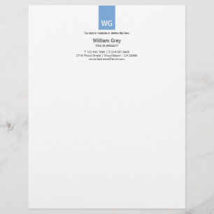 Modernes Monogramm Weiß Blau Briefkopf