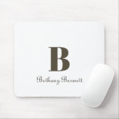 Modernes Monogramm-Weiß Mousepad (Mit Mouse)