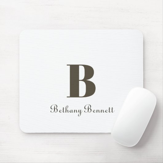 Modernes Monogramm-Weiß Mousepad (Mit Mouse)