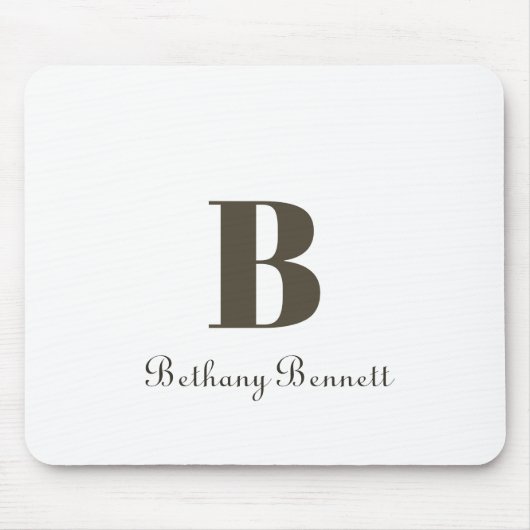 Modernes Monogramm-Weiß Mousepad (Vorne)