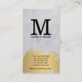 Modernes Monogramm | Weißer Marmor | Gold gebürste Visitenkarte (Vorderseite)