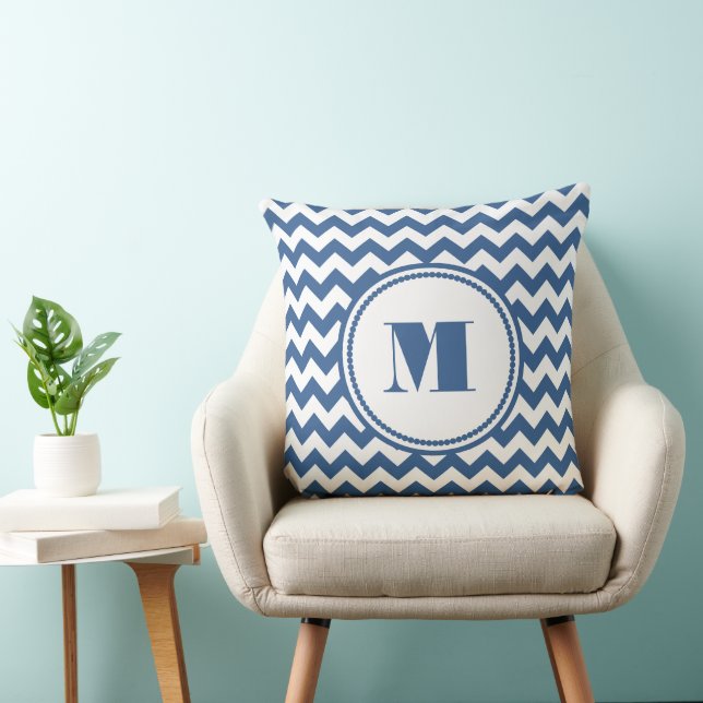 Modernes Monogramm Zickzack Muster Kissen (Stuhl )