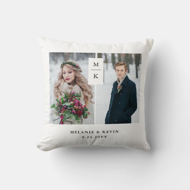 Modernes Monogramm | zwei Foto-Gitter Kissen (Vorderseite)