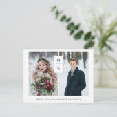 Modernes Monogramm | Zwei Fotos Hochzeit Danke Postkarte (Stehend Vorderseite)