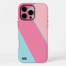 Modernes, monogrammiertes, pastellrosa und blaues