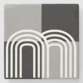 Modernes Monotone-Schwarz-weißes Anfangsmuster Steinuntersetzer (Vorderseite)