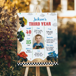 Modernes Monster Truck Kindergeburtstag Milestone Poster