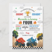 Modernes Monster Truck Kindergeburtstag Party Einladung (Vorderseite)