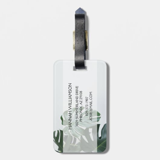 Modernes Monstera Gepäckanhänger (Rückseite vertikal)