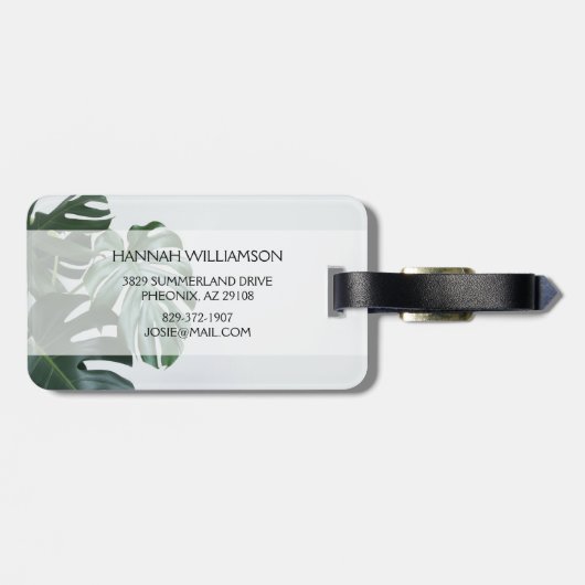 Modernes Monstera Gepäckanhänger (Rückseite horizontal)