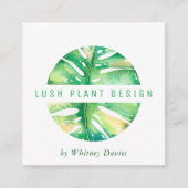 MODERNES MONSTERA LEAF LOGO botanisches Leben grün Quadratische Visitenkarte (Vorderseite)