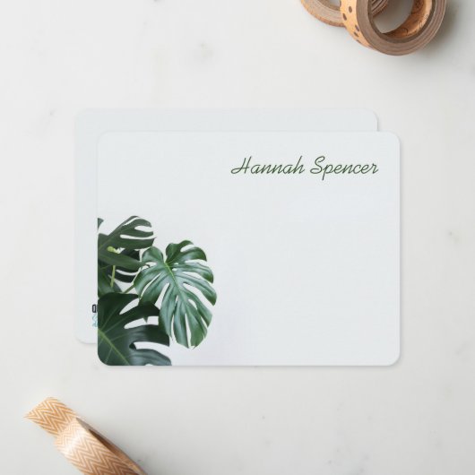 Modernes Monstera Mitteilungskarte (Vorderseite/Rückseite Beispiel)