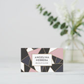 Modernes Mosaik aus geometrisch rosa und goldfarbe Visitenkarte (Stehend Vorderseite)