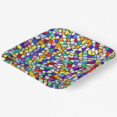 Modernes Mosaik-Farbfliesen-Muster Pappteller (Gewinkelt)