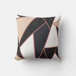 Modernes Mosaik in Rose Gold, Creme, Schwarz Kissen