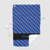 Modernes Mosaik in schwarz, königsblau, kundenspez Golfhandtuch (Insitu)