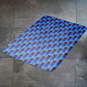 Modernes Mosaik in schwarz, königsblau und hellbla Badematte