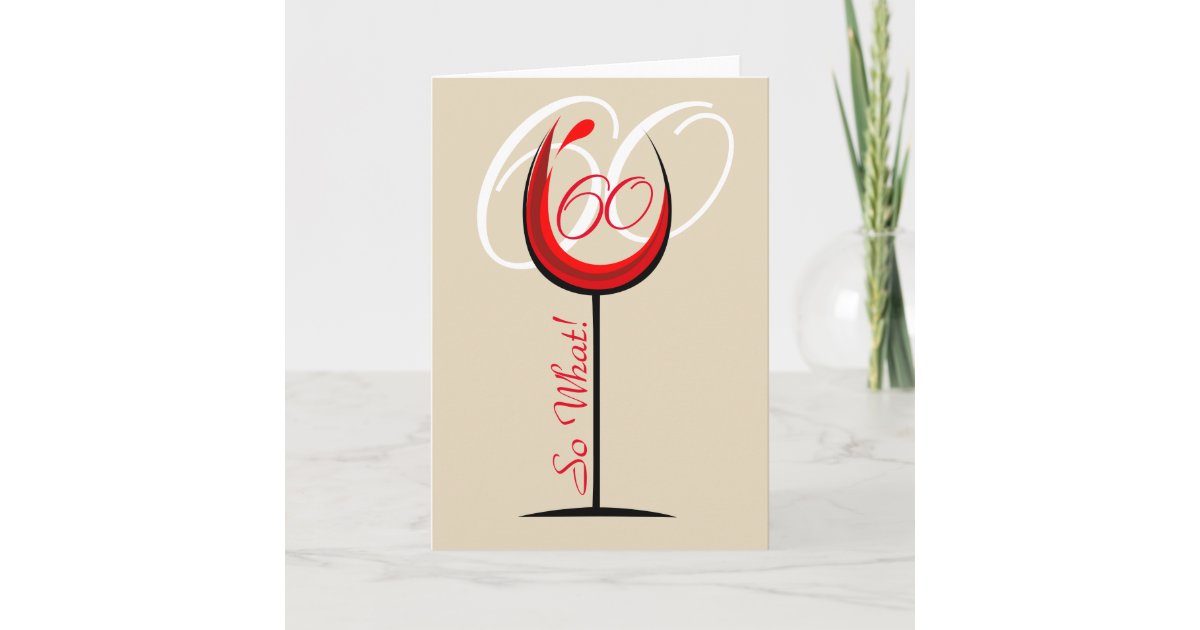 Modernes Motivierend Rotes Weinglas 60. Geburtstag Karte Zazzle.de