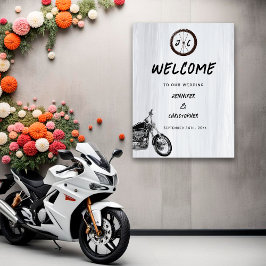 Modernes Motorrad-Adventure Wedding Willkommenszei