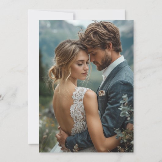 Modernes Mountain Wedding Fall Custom Foto Dankeskarte (Rückseite)