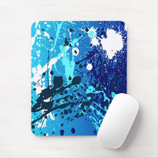 Modernes Mousepad, abstrakt, gesprüht, blau, weiß Mousepad (Mit Mouse)