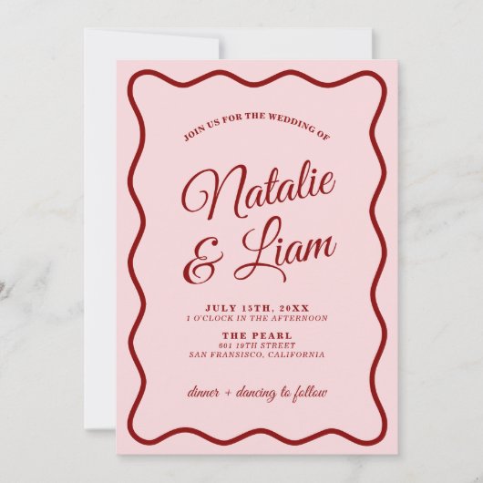 Modernes, muffiges Retro Funky Foto Wedding Einladung (Vorderseite)