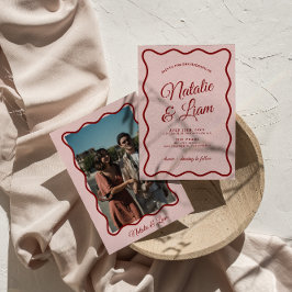 Modernes, muffiges Retro Funky Foto Wedding Einladung