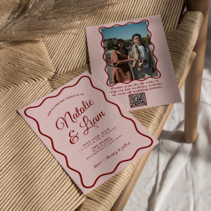 Modernes, muffiges Retro Funky Foto Wedding Einladung