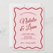 Modernes, muffiges Retro Funky Foto Wedding Einladung (Vorderseite)