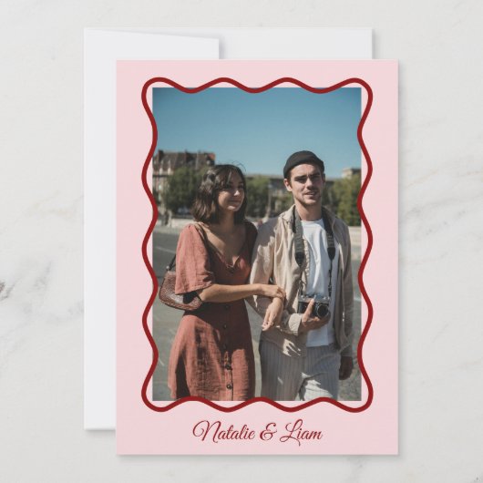 Modernes, muffiges Retro Funky Foto Wedding Einladung (Rückseite)