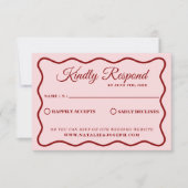 Modernes, muffiges Retro Funky Unique Wedding RSVP Karte (Vorderseite)