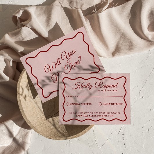 Modernes, muffiges Retro Funky Unique Wedding RSVP Karte