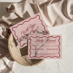 Modernes, muffiges Retro Funky Unique Wedding RSVP Karte