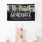 Modernes Multi 4 Foto Collage GRADUATE schwarz Banner (Insitu)