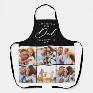 modernes Multi-Foto Collage Black Papa Skript Schürze