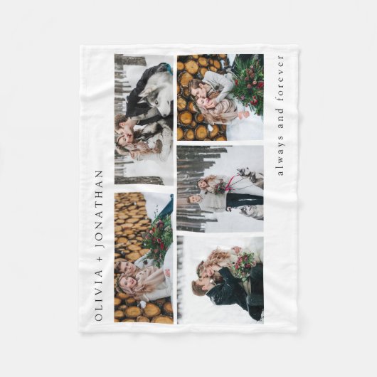 Modernes multi Foto-Gitter mit Namen Fleecedecke (Vorderseite)