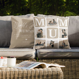 Modernes Multi Foto Grid Niedlich MUM Geschenk Kissen