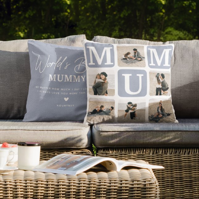 Modernes Multi Foto Grid Niedlich MUM Geschenk Kissen (Von Creator hochgeladen)