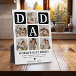 Modernes Multi Foto Grid Niedlich VATER Geschenk Fotoplatte<br><div class="desc">Erstellen Sie Ihre eigene VATER-Plakette mit dieser modernen, mehrfarbigen Gittercollage und Text. Das Design umfasst 6 Fotografien mit abgerundeten Ecken-Quadraten mit dem Text-VATER in schwarzen Blöcken, die in eine beliebige Farbe geändert werden können. Der Text "World's Best Daddy" mit einem niedlichen väterlichen Zitat, das behalten oder angepasst werden kann, um...</div>