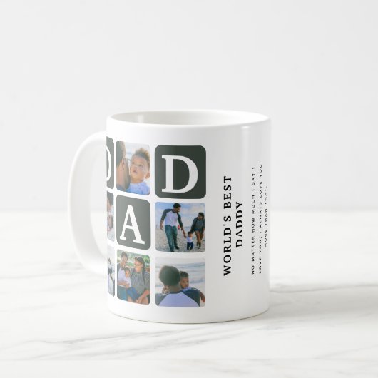 Modernes Multi Foto Grid Niedlich VATER Geschenk K Kaffeetasse (Vorderseite Links)
