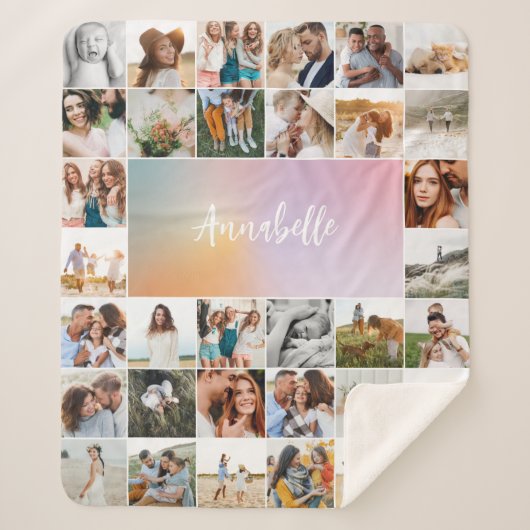 Modernes Multi-Foto mädchenhafte Regenbogen elegan Sherpadecke (Vorderseite)