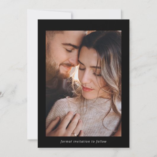 Modernes Multi-Foto Schwarz und Grau | QR-Code Save The Date (Rückseite)