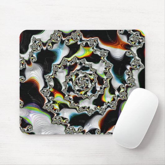 Modernes Multicolor Psychedelic Spiral Fraktal Mousepad (Mit Mouse)